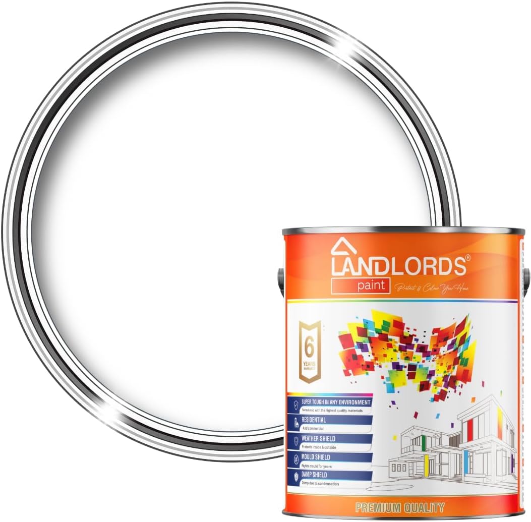 Landlords Anti-Mould Condensation & Damp Paint | Anti Condensation Paint for Walls & Ceilings | Prevents Damp & Mould | Bathroom Kitchen - Satin White - 5L - Satin