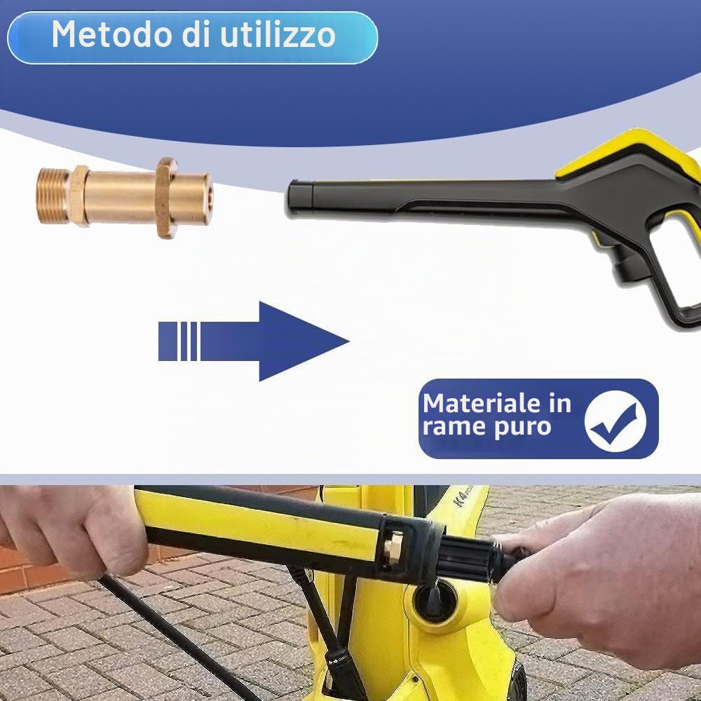 XIIW Sonda Sturatubi Idropulitrice 20m Compatibile con K2-K7, LAVOR, BOSCH | Tubo 240bar con 3 Adattatori, Dotato di Ugelli Rotanti e Fiss, Kit Tubazioni per la Pulizia e Disostruzione Tubi Scarico