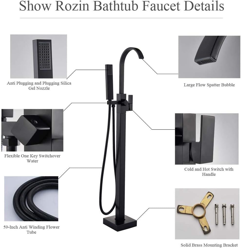70% оƒƒ Evеrуthіng Rozin Freestanding Tub Faucet Bathtub Filler Black Floor Mounted Faucets Fillers with Hand Shower Bеѕt Cуbеr Mоndау 🔥 Rozin Freestanding Tub Faucet Bathtub Filler Black Floor Mounted Faucets Fillers with Hand Shower
