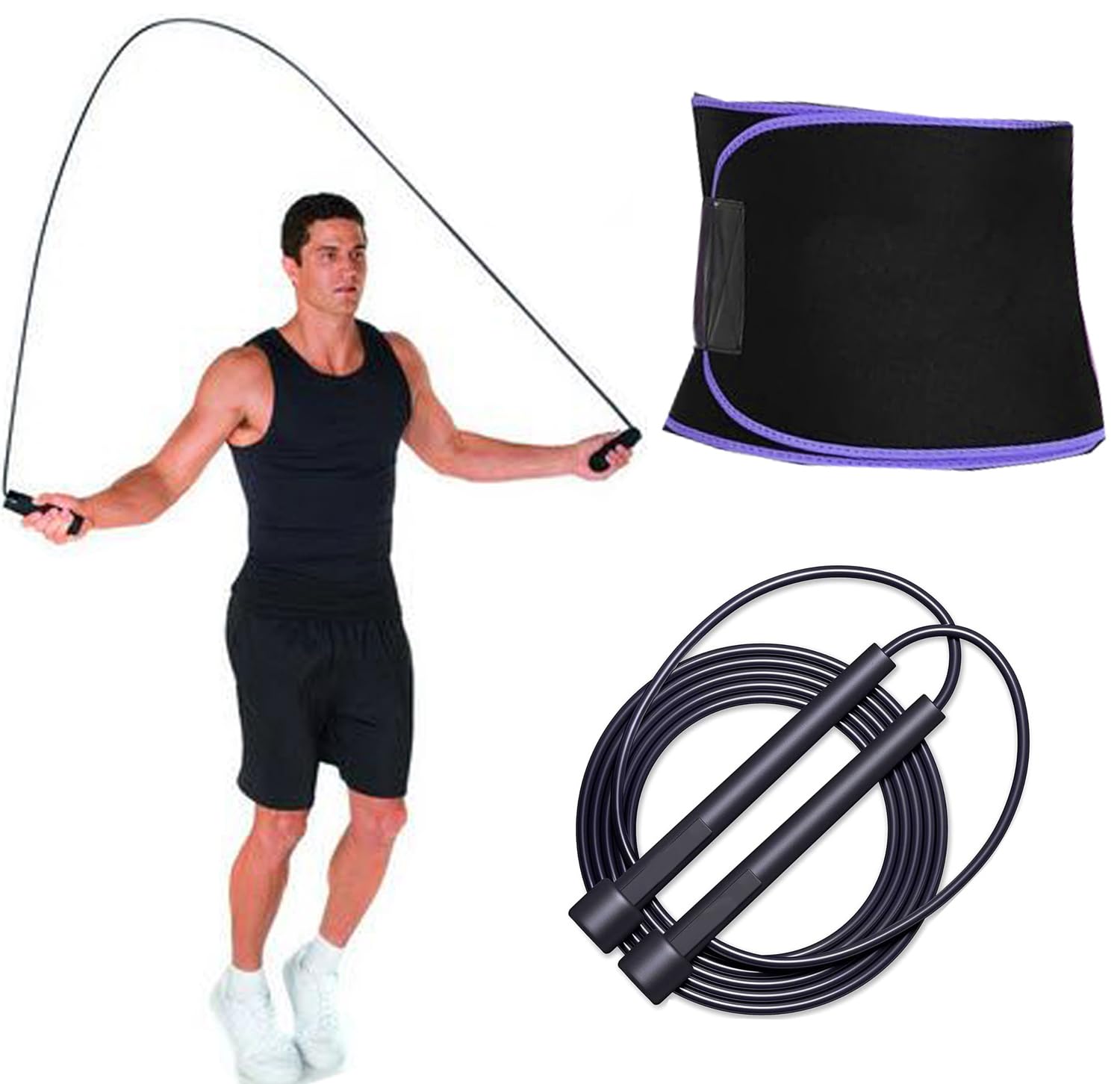 Trnedy Exercise Skipping Rope & Sweat Slim Belt for Rassi Jumping Men and Women Jumping Rope Speep Rope for Kids, Women, Girls-image-31