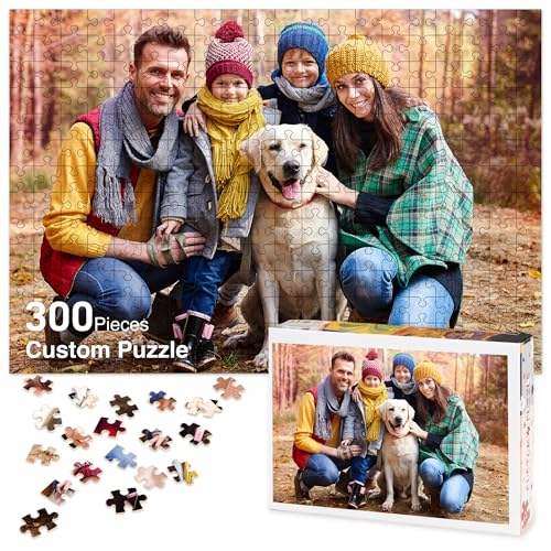 Easycosy Personalised Photo Jigsaw Puzzle 1000/500/300 Pieces for Adults Custom Picture Text Birthday Memorial Personalised Photo Gifts for Women Men Her Him Kids-Horizontal/Vertical