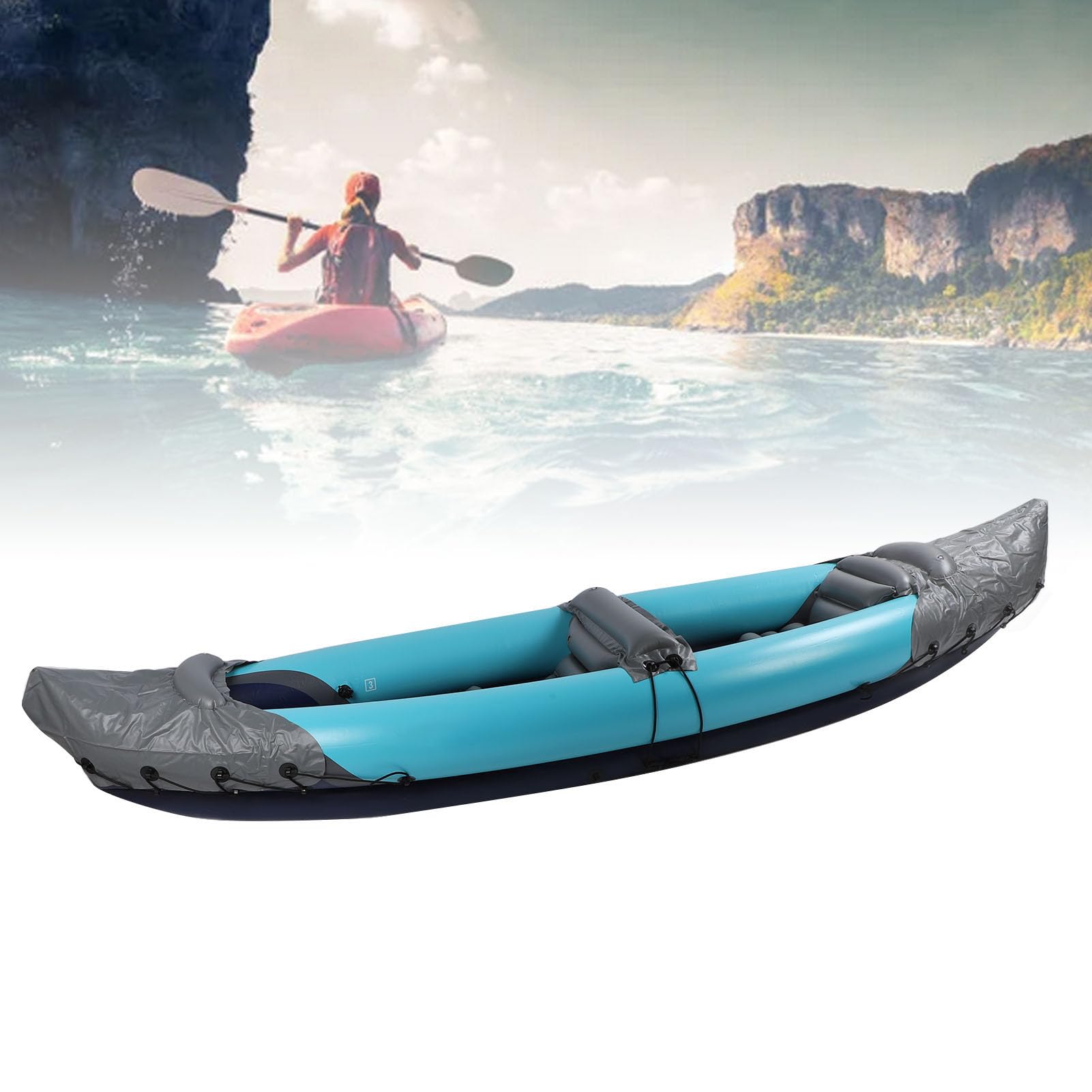 Kayak pieghevole Canoa gonfiabile per 2 persone Canoa da pesca portatile in PVC resistente per rafting