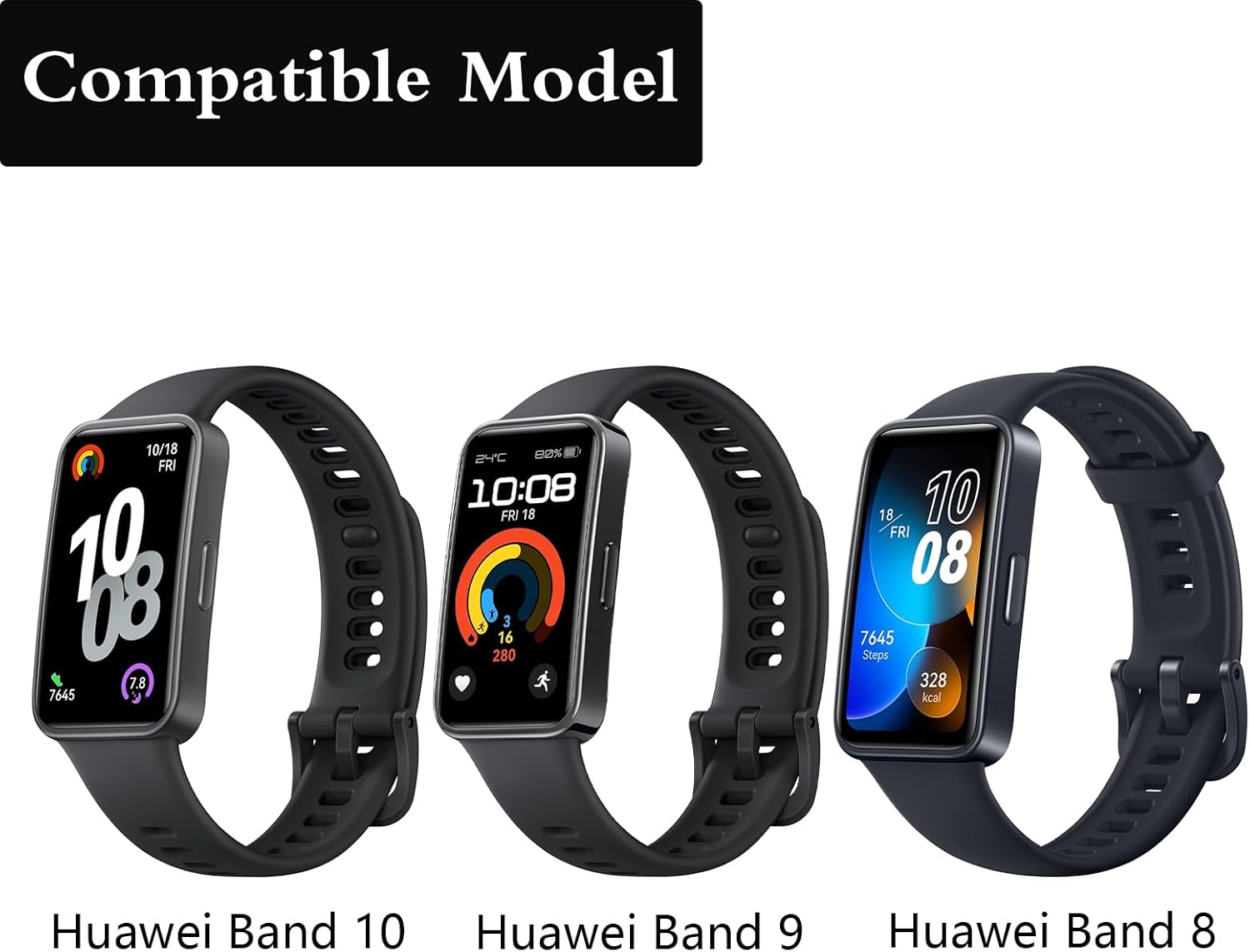 Harikiri тканевый ремешок с магнитной застежкой совместимый с Huawei Band 8 9 10 для мужчин и женщин дышащий регулируемый разноцветный 2 шт.