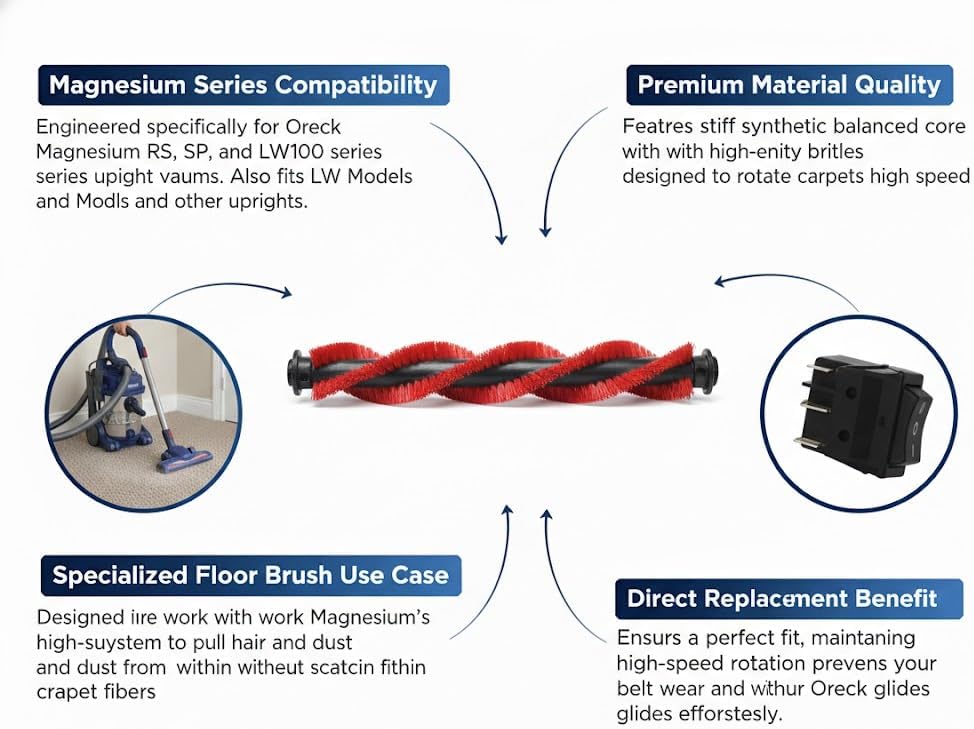 Replacement of Oreck Lw100 Magnesium Upright Vacuum Roller Brush #83020-01