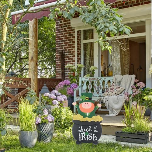 hogardeck St Patricks Day Decorations Outdoor, Leprechaun Pot of Gold Decorative Garden Stakes for St Patricks Day Decor, Luck of the Irish Yard Sign Saint Patricks Day Decorations for Home Porch Lawn by hogardeck - Image 7