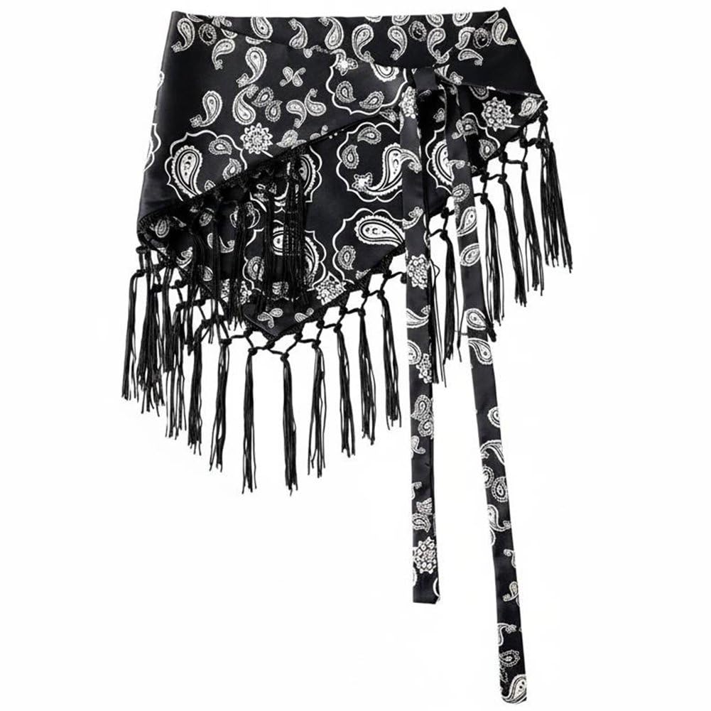 Baokuan Triangle Tassel Belt Triangle Waist Sash for Women Scarf Belt Waist Sash Tie for Dresses Leggings