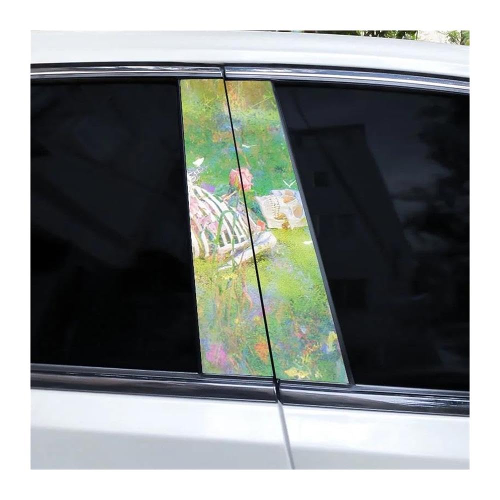 Body Parts 1pair Skull Flowers Sticker Waterproof Sticker Car Door Pillar Vinyl Decal(D)