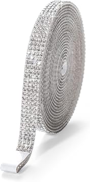 Self Adhesive Rhinestone Ribbon 0.35 Inch x 3 Yards, Crystal Bling Crystal Strip for DIY Crafts, Phone Case, Tumbler, Mirror, Car Decor, Sparkly Rhinestone Trim No Glue Needed