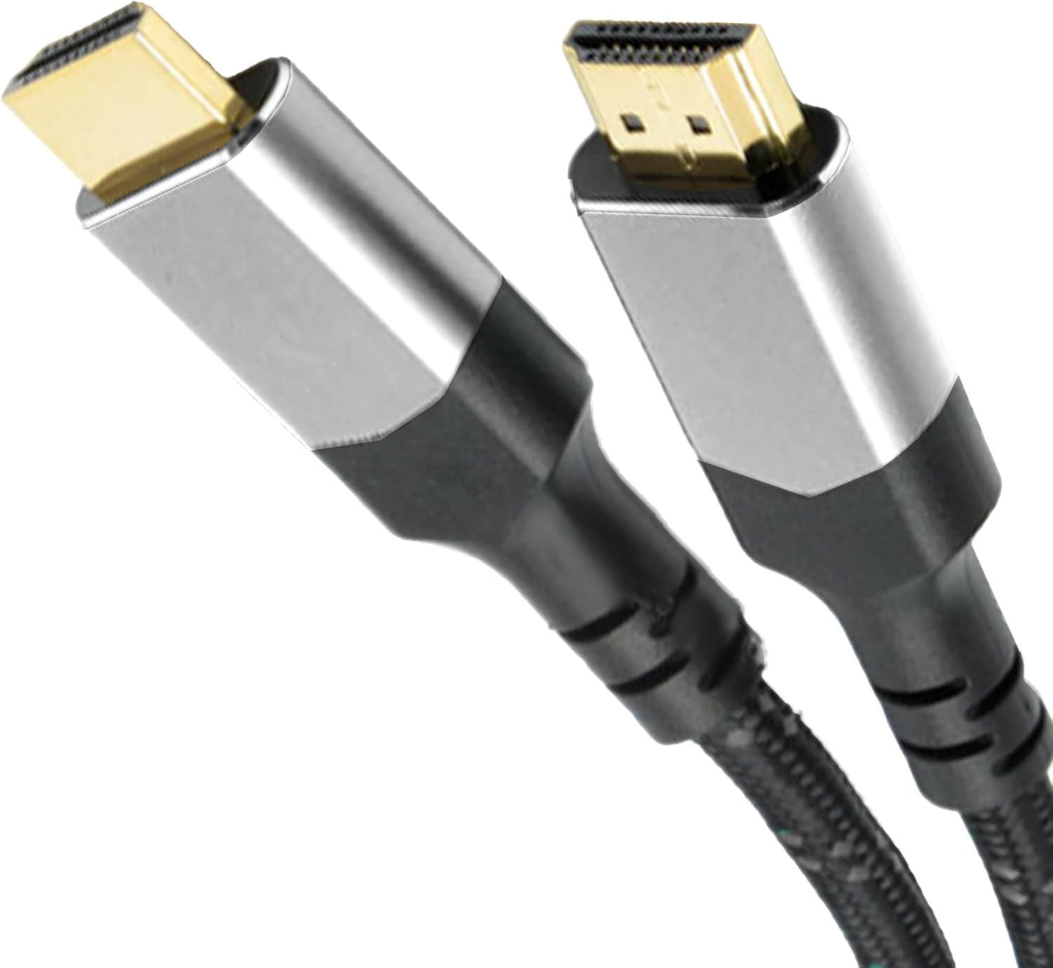 KabelDirekt – Cable HDMI 10K y 8K – 5x2m, trenzado, Negro-Plata | HDMI 2.1b – 8K a 60Hz, PC, PS5, XB, monitor y TV – Negro-Plata