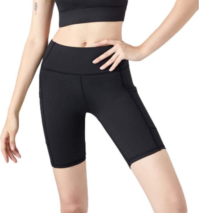Women's Solid Color Slim Fit Yoga Shorts Fashion Stitching Side Pocket