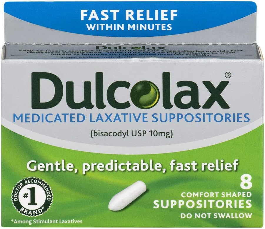 Dulcolax Supositórios Laxativos 8 unidades (Pacote com 3) - Alívio Rápido e Eficaz em 15 Minutos!