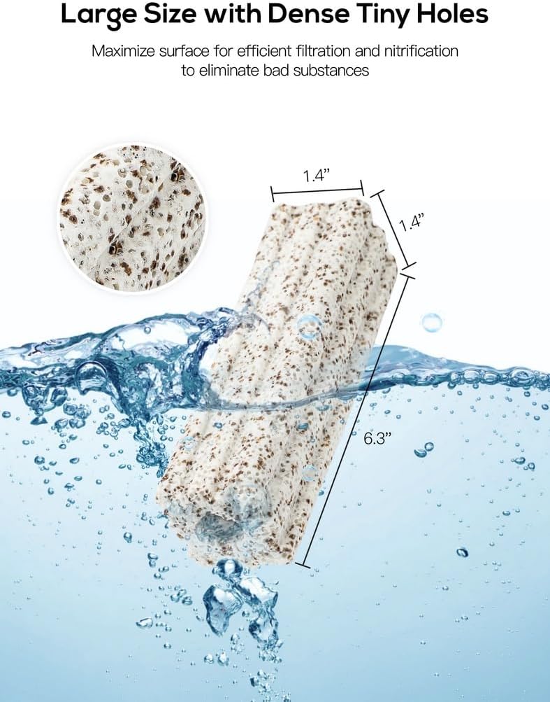 6.3-Inch Ceramic Bio Filter Media Blocks, 20 Pcs for Aquariums, Fish Tanks, Koi Ponds, Canister & Sump Filters