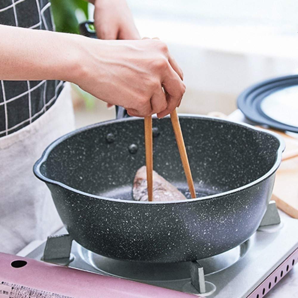 Patelnia indukcyjna z powłoką marmurową Odporna na zarysowania Można myć w zmywarce Nonstick Okrągła aluminiowa patelnia (D28 * 8 * 47 * 25 cm)