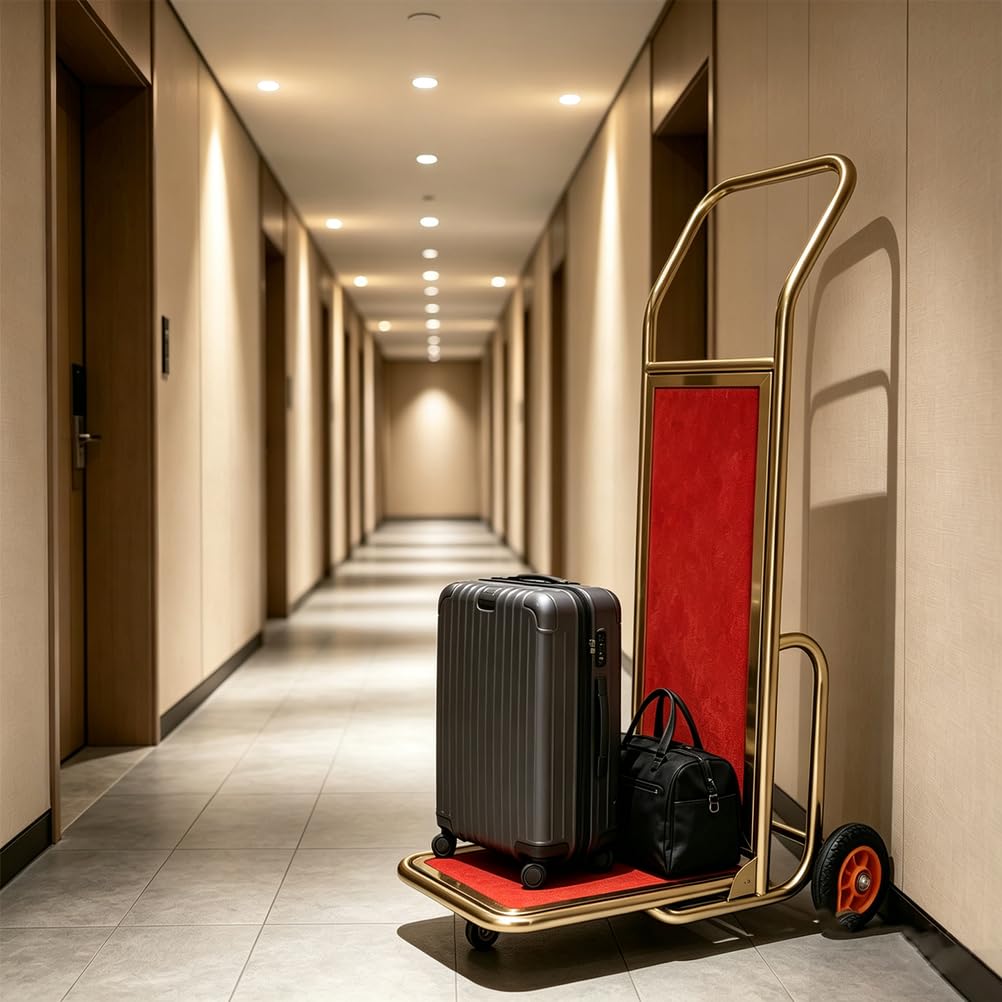 Carrello portabagagli dell'hotel Carrello del facchino | Telaio in acciaio inossidabile, con ruote silenziose da 6 pollici, per hotel, resort e uso commerciale