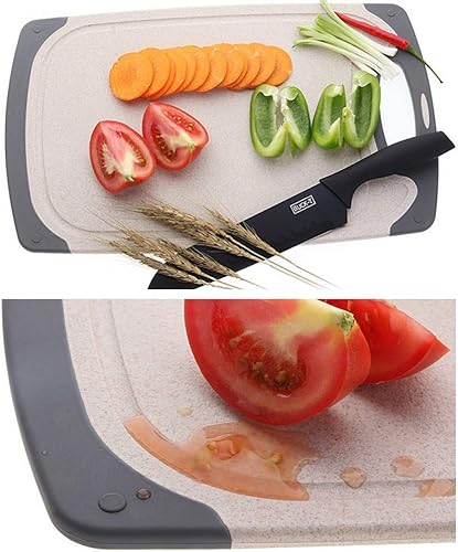 Miniatura 6 de Flyingsea tablas de cortar para cocina, juego de tabla de cortar de paja de trigo ecológico antideslizante (3 unidades), apto para lavavajillas