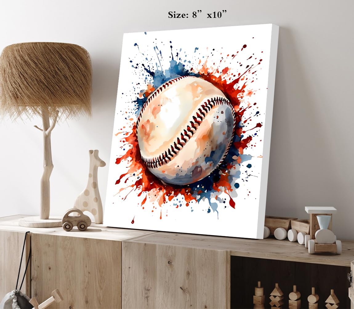 Framed Baseball Graffiti Canvas Wall Art,Vintage Baseball Wall Decor,Baseball Wall Art Colorful Sport Wall Decor,Baseball Pictures for Gym Living Room Bedroom Set of 4 (8"x10")
