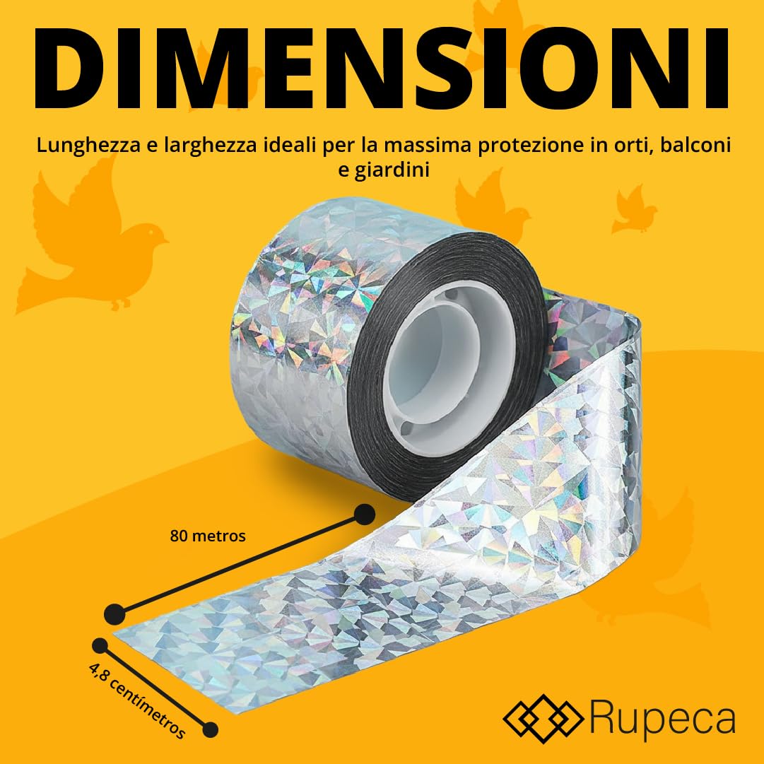 Uccello Nastro Repellente 80m x 4,8 Antiuccelli Dissuasore Riflettente - Effaroucheur Pigeons