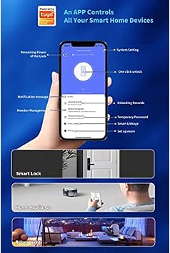 Zemismart WiFi Smart DoorLock Fingerprint Touchscreen Smart Lock with Handle,Keyless Entry Biometric Intelligent Keypad Door Lock for Office Home Security,Bedroom Front Door(60/70mm,Black)