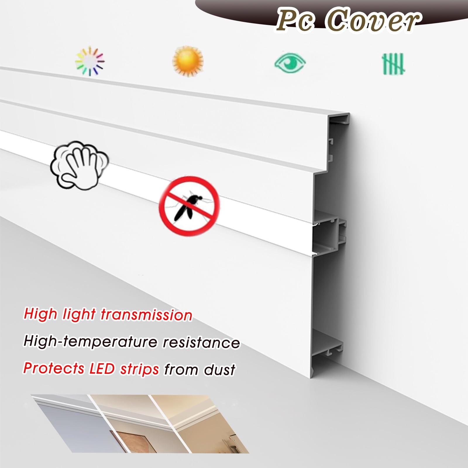 Veletta LED Soffitto Luci di Finitura Angolari da Soffitto per Stanza, Canalina Lineare in Alluminio Larga 10 12 15 20 Cm con Copertura in PC per Striscia LED | [](W 12cm,1.2m(4ft))