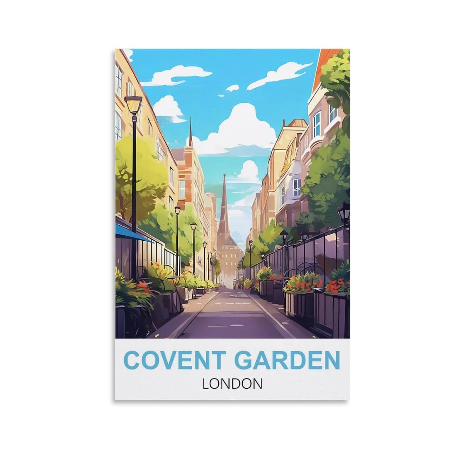HYBFQXELL Covent Garden London Vintage Travel Posters Zzz12x18inch(30x45cm)