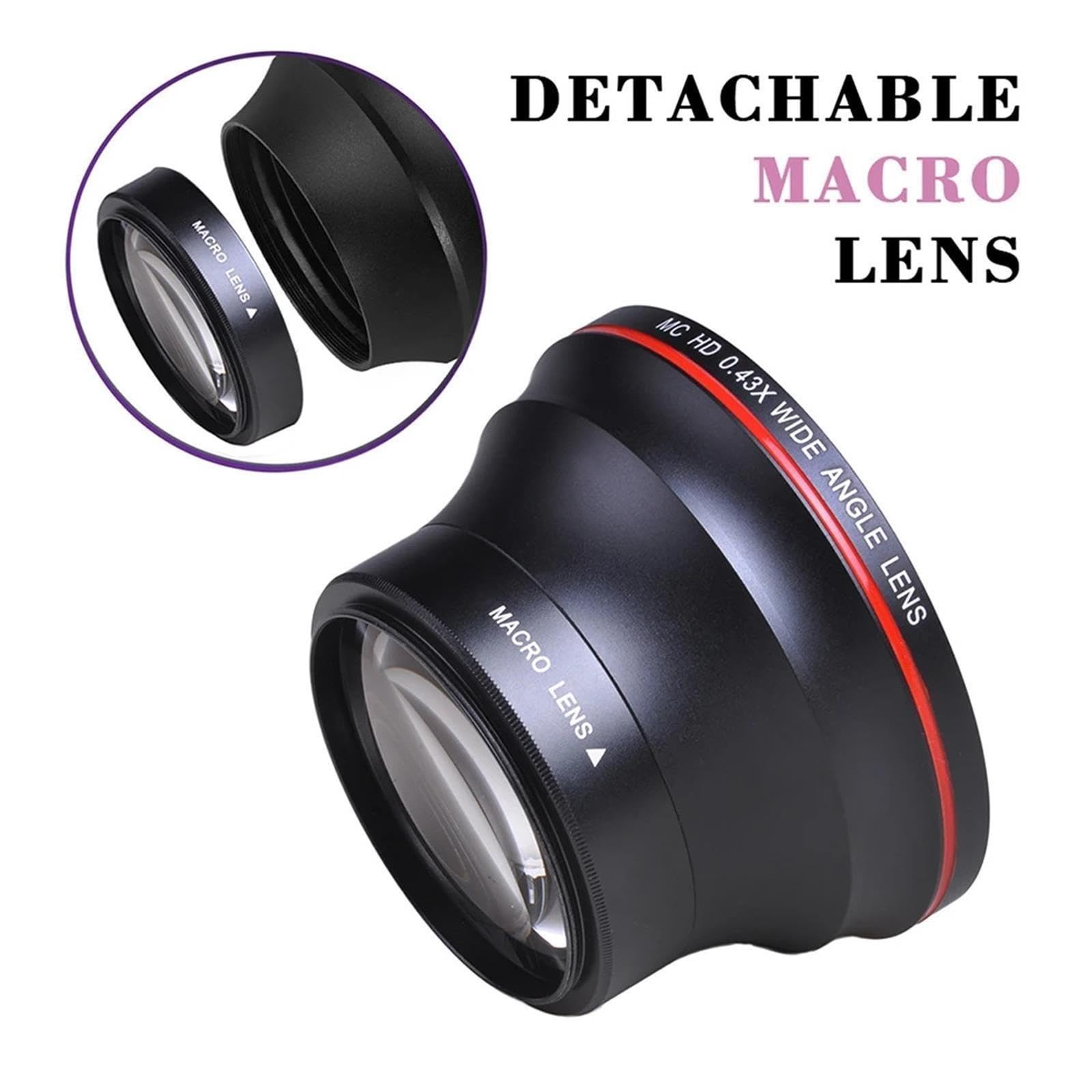 Obiettivo grandangolare HD 52MM 0.43x, compatibile con Nikon, D7100 D7000