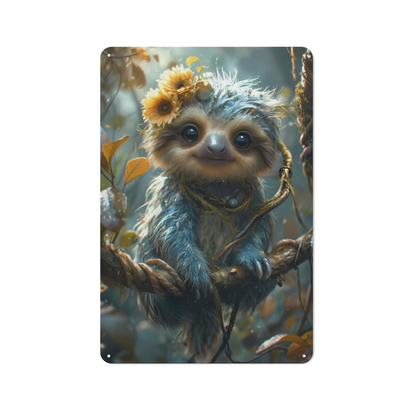 Metal Sign 30x20cm with Cartoon Sloth for Garage Wall, Vintage Decor, Winter Wall Decor for People Furnishing A Garage