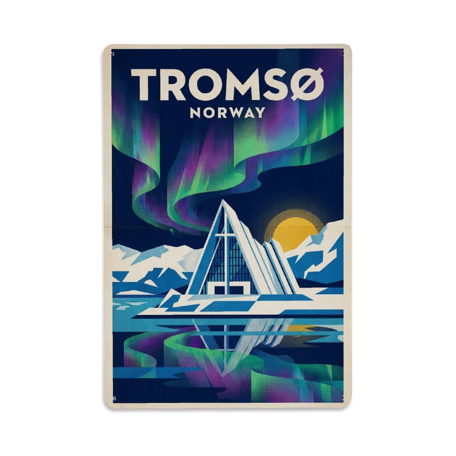 Norway Tromso Vintage Travel Metal Tin Sign Plaque Wall Decor for Cafe, Club Bar, Office, Garden Metal Poster 8x12Inch