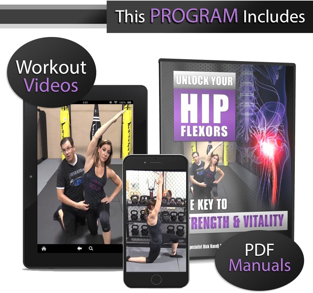 Psoas Therapy Tool with Unlock Your Hip Flexors DVD & Manual Bundle - Psoas Stretching & Muscle Relief for Lower Back Pain, Sciatica Relief, Tight HIPS, & Thigh Strengthening