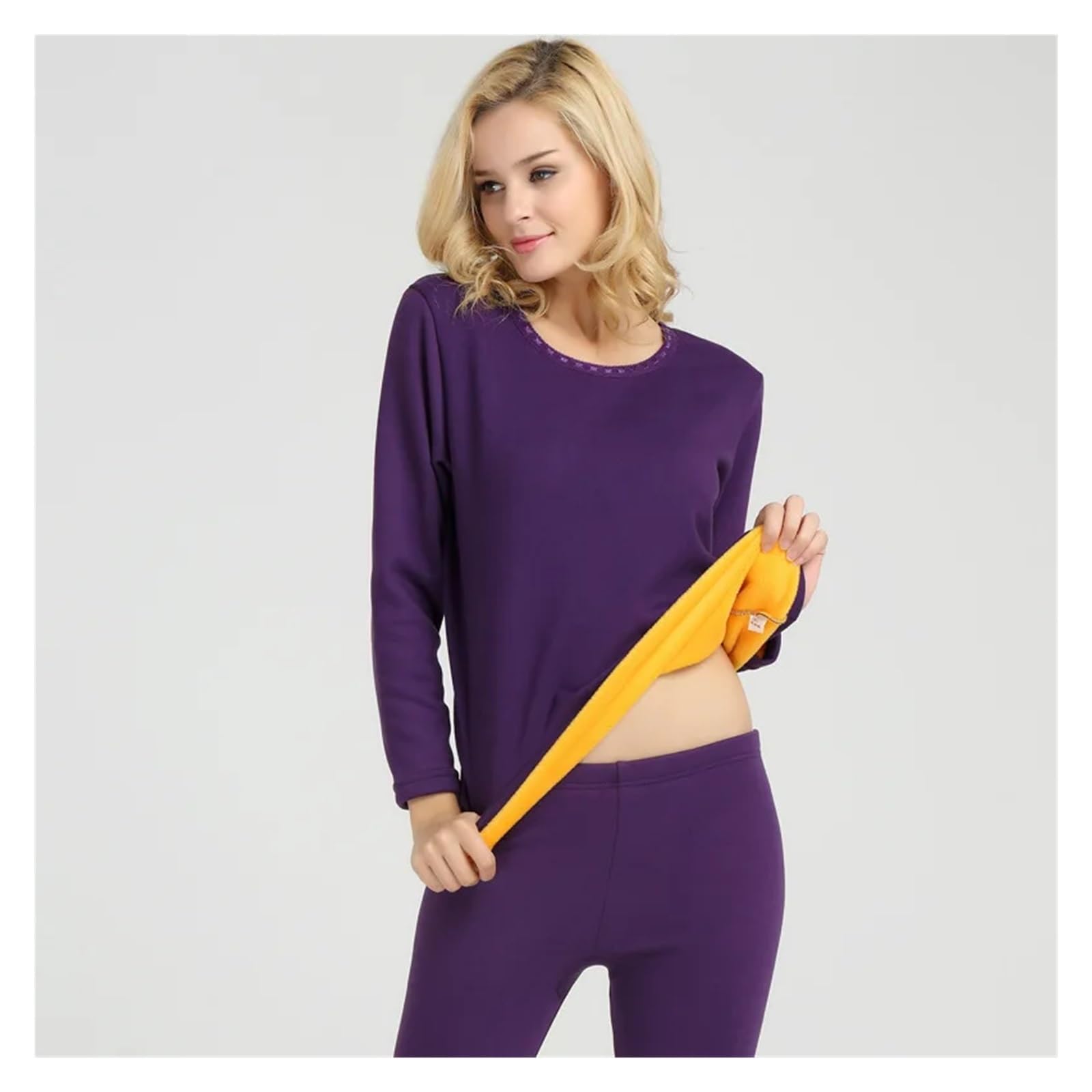Ropa Interior Térmica Conjuntos de Ropa Interior Femenina, térmica íntima, Invierno Forro Polar, 2 Piezas, Tallas Grandes Desde L hasta 6XL