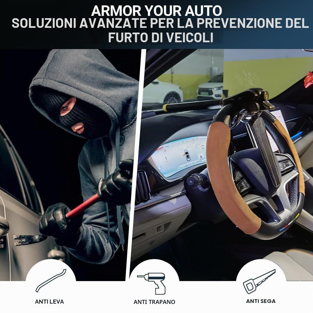 Blocco Del Volante Automatico Dell'auto, Antifurto Blocco Auto Con 3 Chiavi, Blocco Del Volante Dell'auto Scoraggia I Ladri E Metti In Sicurezza Il Tuo Veicolo Per Tutte Le Auto, Camion, Suv Ecc