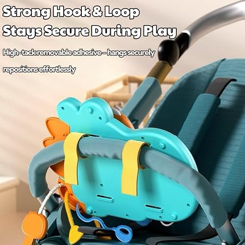 Dinosaur Steering Wheel Toy, Travel Busy Board, Montessori Sensory Toys，Educational Toys for Babies, Suitable for Tabletop, Stroller, Crib, car seat. Birthday Gifts for 18 Months+ (RED)(Red)