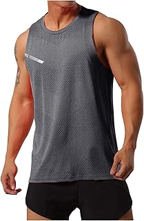 Camiseta de espagueti para hombre, verano, fitness, correr, transpirable, holgada, sin mangas, cuello redondo, color lila
