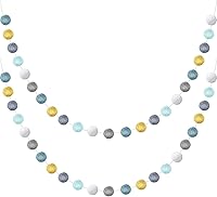 Vista 9 de Boao 2 guirnaldas de bolas de fieltro de lana de invierno de 6.5 pies, 24 bolas de pompones, decoración colgante de Navidad para pared, aula, hogar