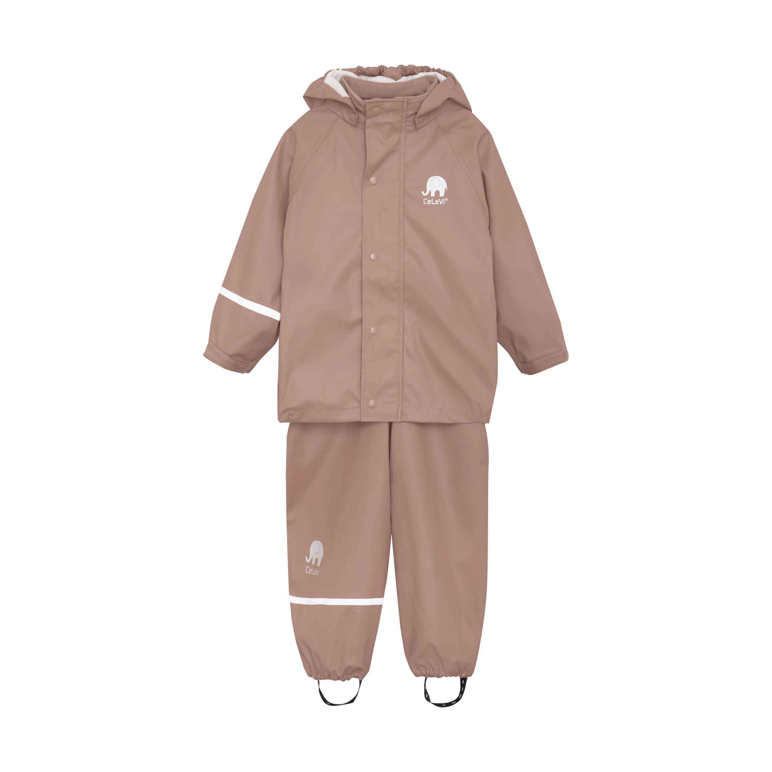 CeLaVi European Kids Rain Suit for Boys Girls with Detachable Hood, Waterproof 2 Pcs Rain Jacket w/Pants or Dungarees