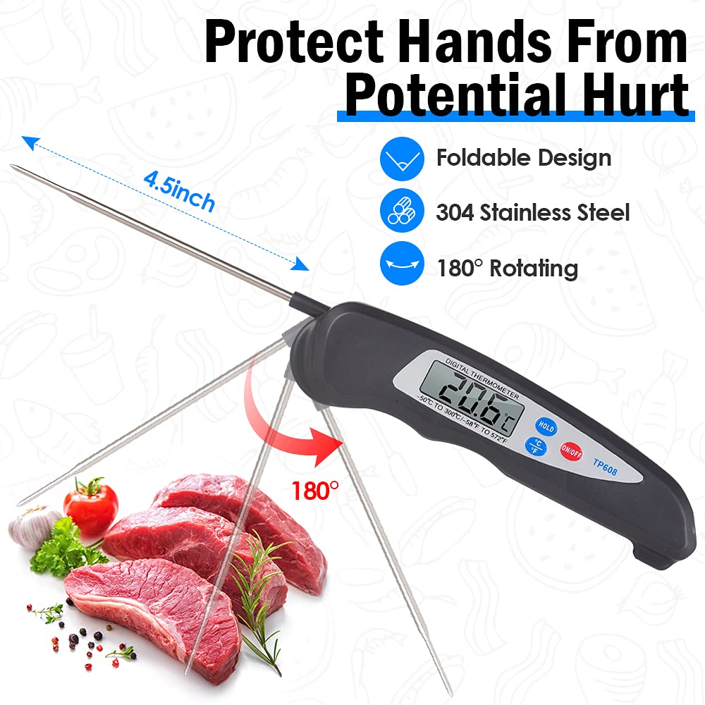 Thermomètre Numérique Cuisine Avec Sonde - Précision Instantanée Pour Cuisson Et BBQ