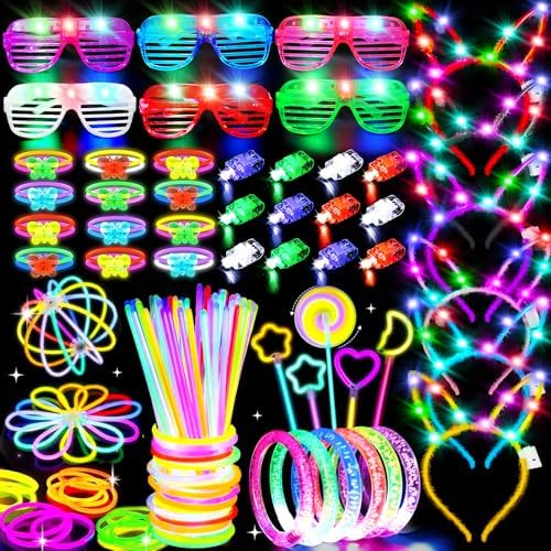 156Pcs Glow In The Dark Party Supplies for Kids/Adults, Light Up ...