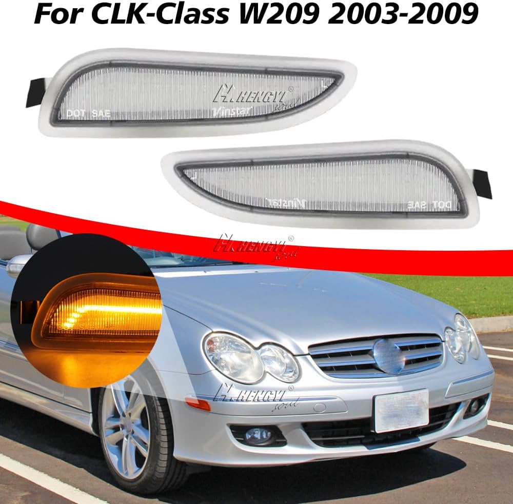 LED Front Bumper Side Marker Lights, Position Indicator Signal Light For Mercedes CLK-Class W209 2003-2009 USA-Spec