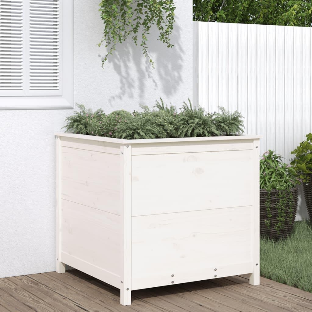 ACAGALA Macetero de madera de 82,5 x 82,5 x 78 cm, maceta de pino blanco, madera maciza de pino, huerto para verduras, frutas, hierbas y flores