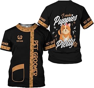 RoyalBro Personalized Dog Groomer Shirt Custom Dog Cat Grooming Stylish Shirts Groomers Tshirts Groomer Tshirt Men & Women (Style 7) Multicolor