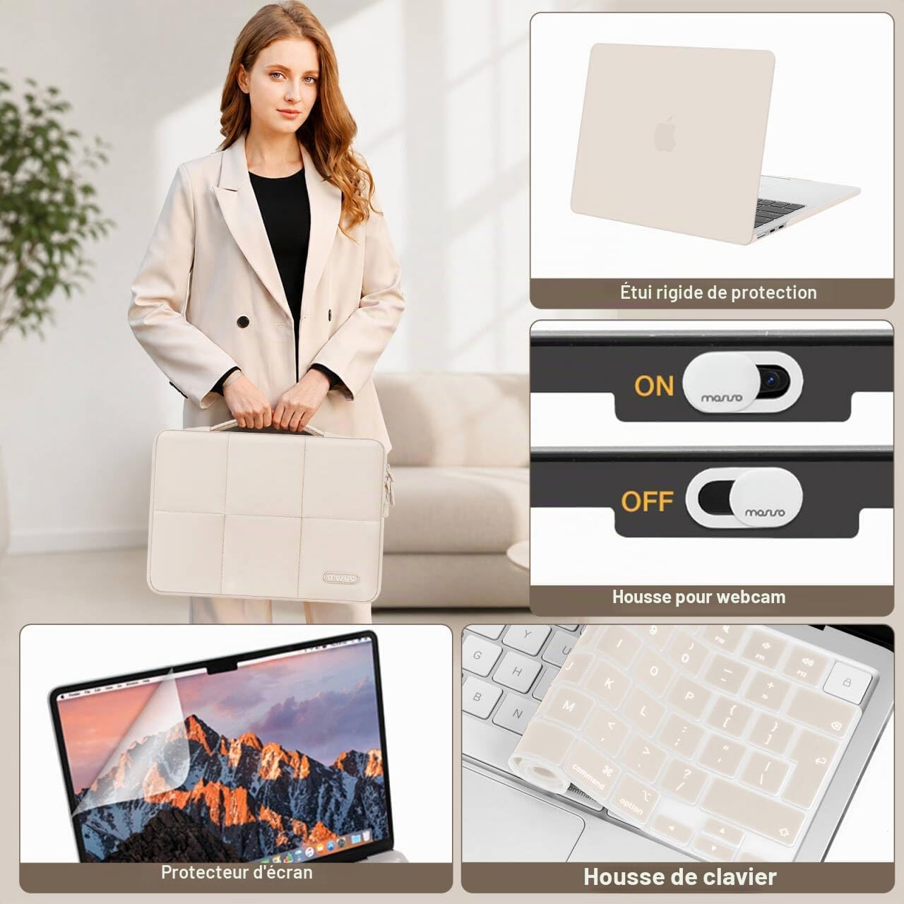 MOSISO Coque Compatible avec MacBook Air 13 Pouces M5 M4 M3 M2 2026-2022