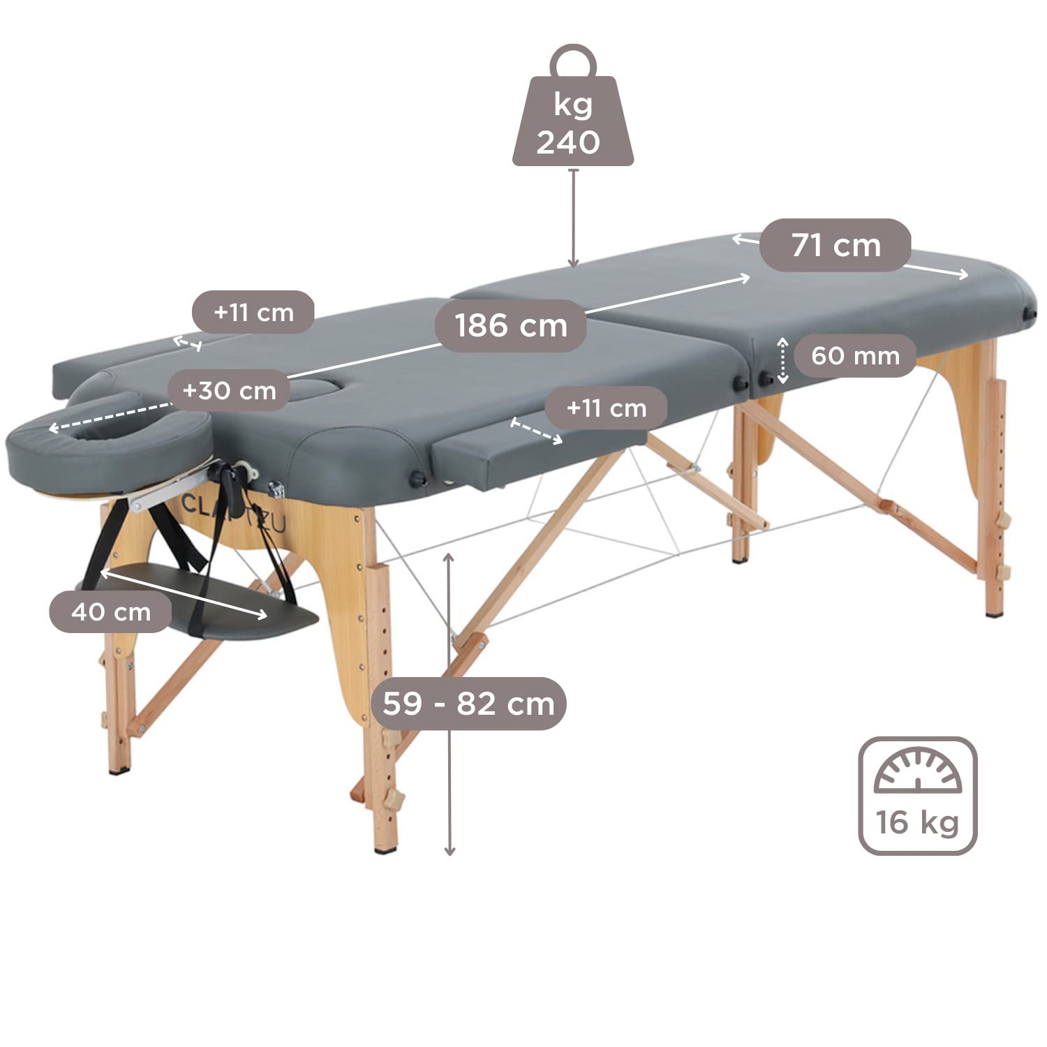 Basic Pro Set | Mobile Massageliege | Kofferliege (Stone)