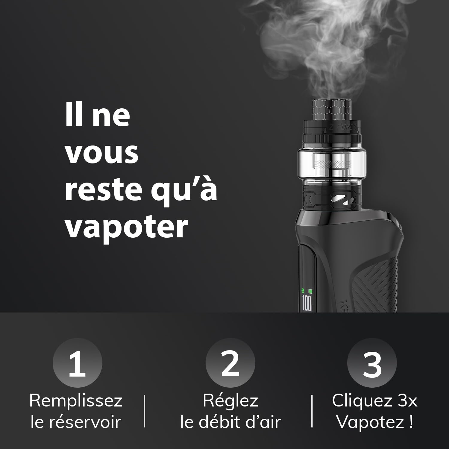INNOKIN - Starter Kit Kroma 217 Z Force 5ml - Cigarette Electronique Box -  Puissance 6-100W - Accumulateur Non Fourni - Résistance ZF Coil 0,2 + 0,3  Ohm