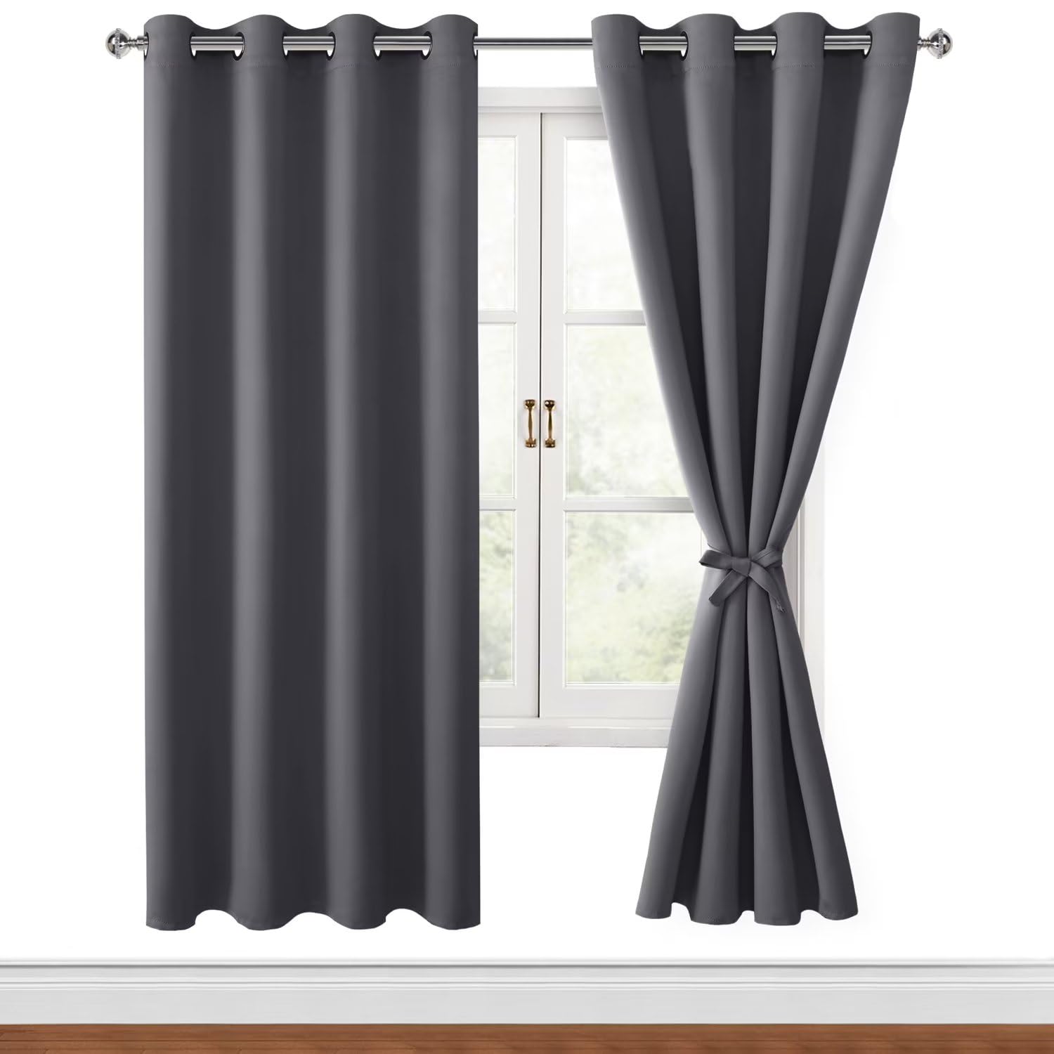 Hiasan Verdunklungsvorhänge Gardinen mit Ösen,Dunkelgrau Blickdicht Vorhänge,2 Stück,140 x 200 cm (Breite x Höhe),weiche Schiebevorhänge für Schlafzimmer,Wohnzimmer usw.