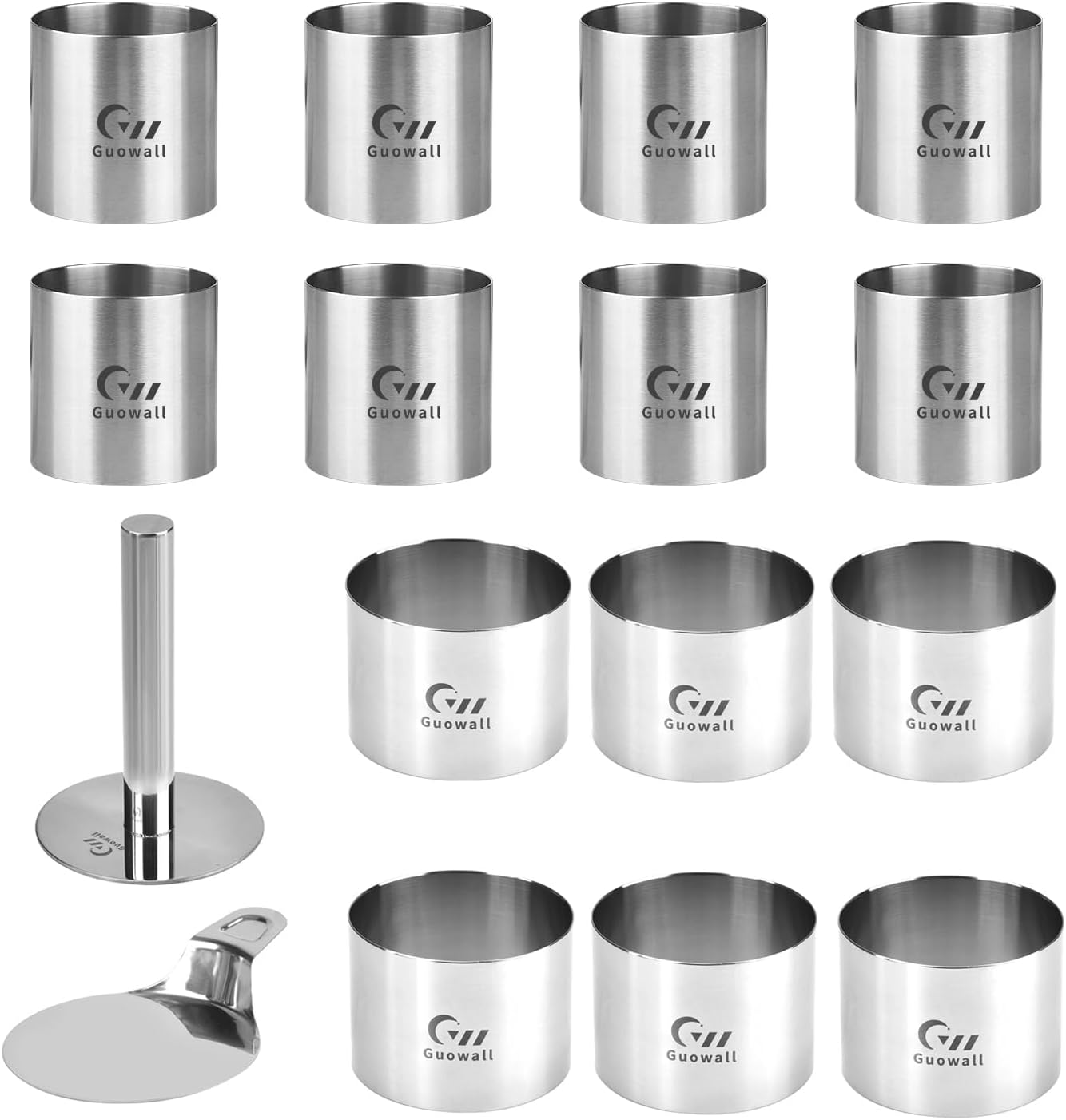 Guowall Seamless Round Cake Ring Mold 14 Pack Set 2 inch and 3 inch Stainless Steel Pastry Cutter