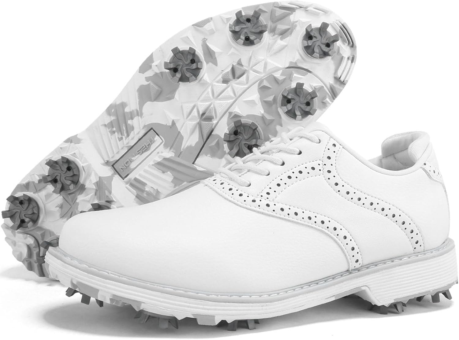 Waterproof Golf Shoes Women's with Spiked Classic Non-Slip Lace-up Golf Shoes Lightweight Resistant Comfortable