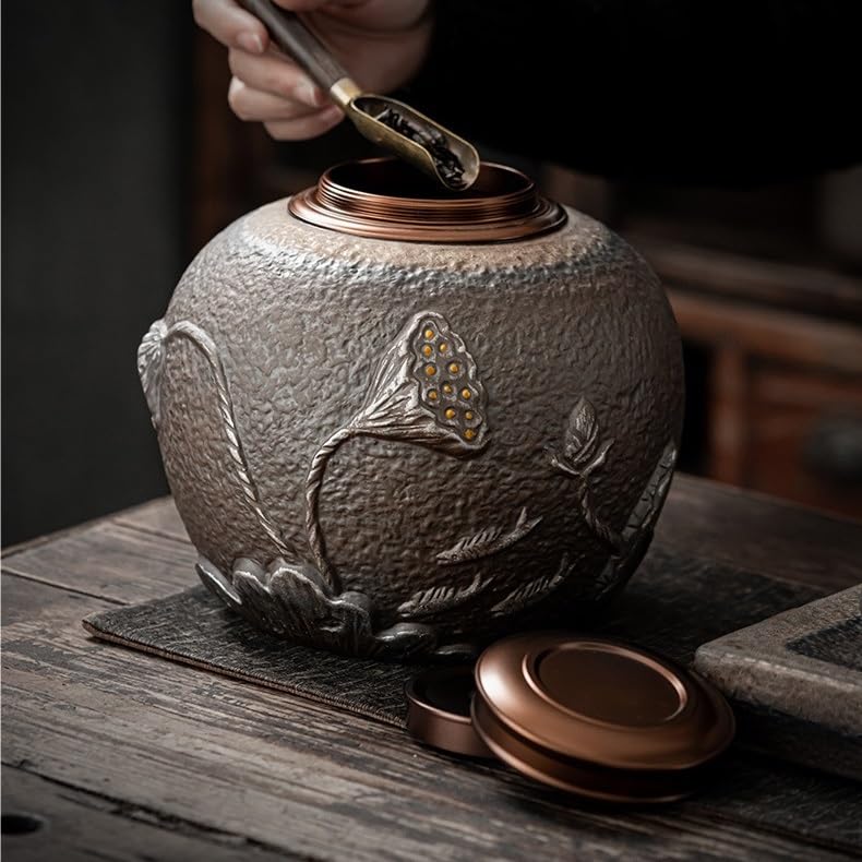Dzbanek na herbatę Ceramiczne puszki na herbatę, duże gospodarstwa domowego zielonej herbaty, szczelne puszki na herbatę, czarne opakowania herbaty, uszczelnione garnki ceramiczne. Kuchenne pojemniki