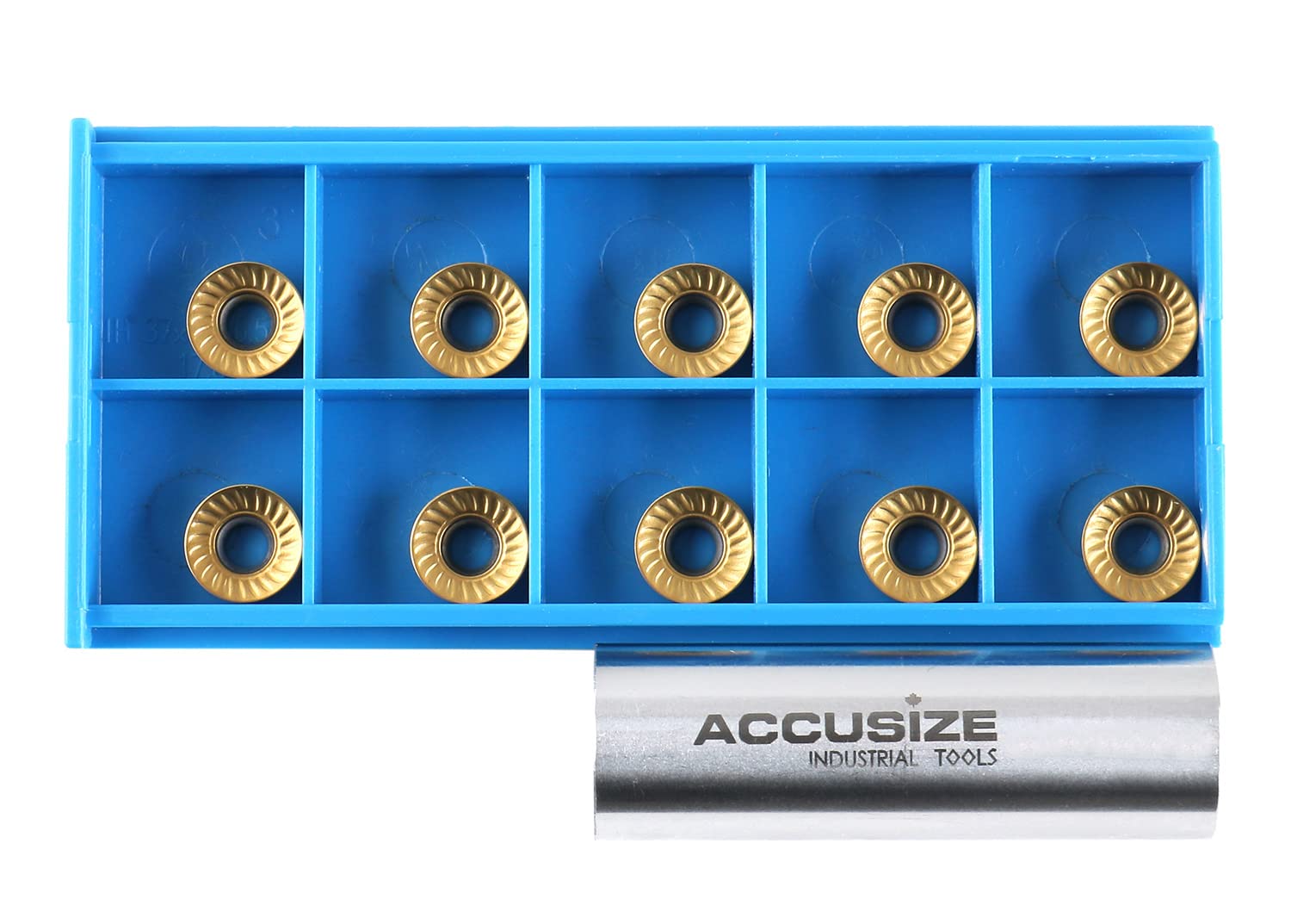 Accusize Industrial Tools RCMT320 Carbide Inserts TiN Coated, 10 pcs, Cutting Steel, 2523-1010x10