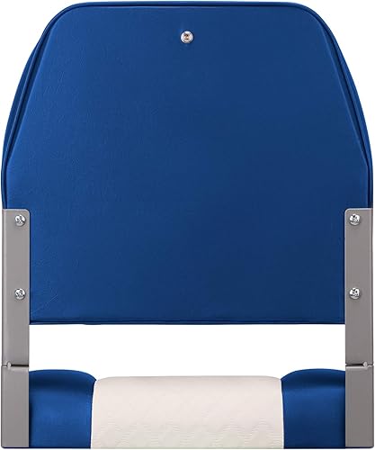Miniatura 6 de XGEAR Asiento de barco de lujo con respaldo bajo, asiento plegable para barco de pesca (2 asientos) (C-blancoazul)