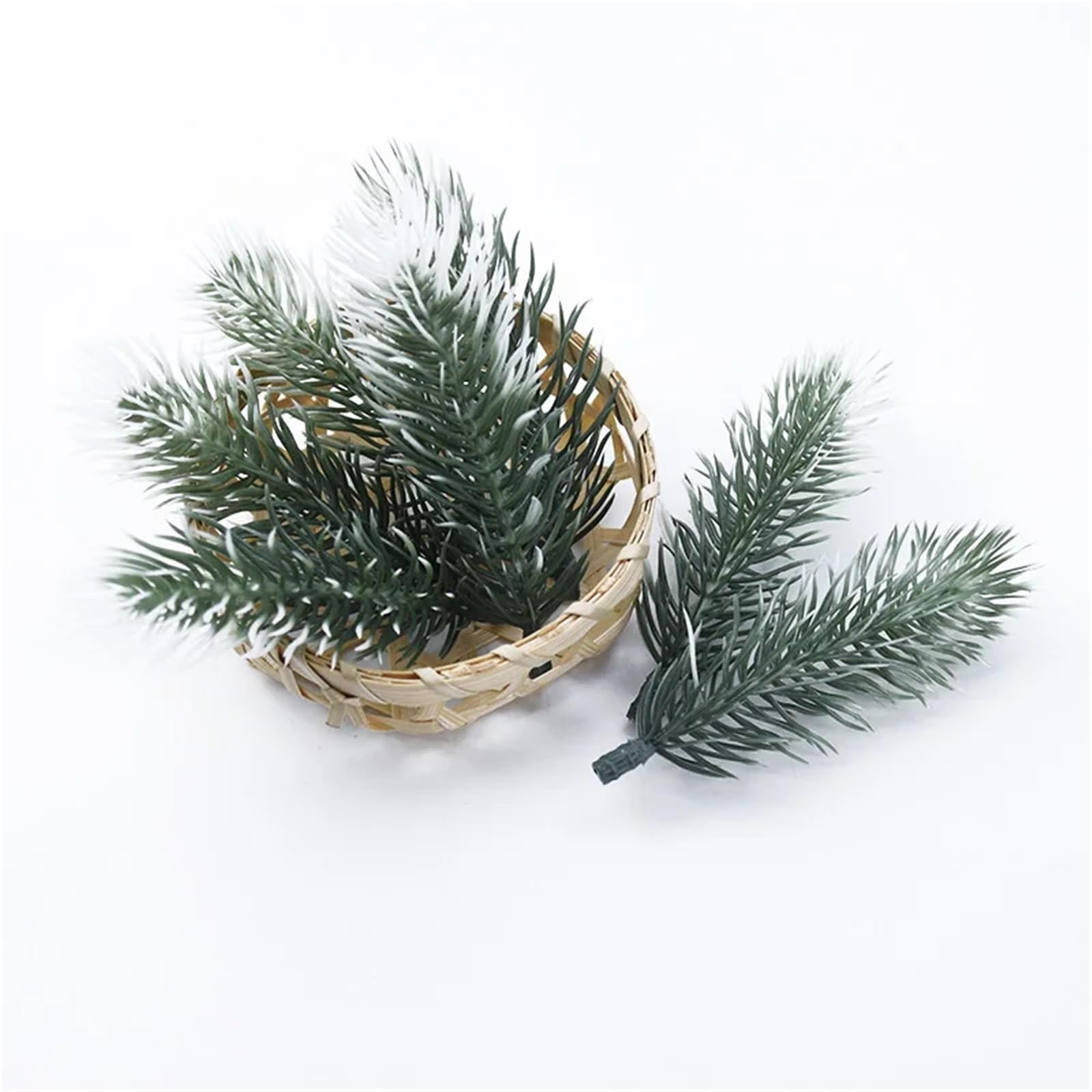 Tannenzweige KüNstlich Wie Echt 100 stücke Künstliche Pflanzen Kunststoff Kiefer Nadel Schneeflocke Weihnachten Kranz Material Hochzeit Dekorative Blumen Kränze Wohnkultur(Color 3)