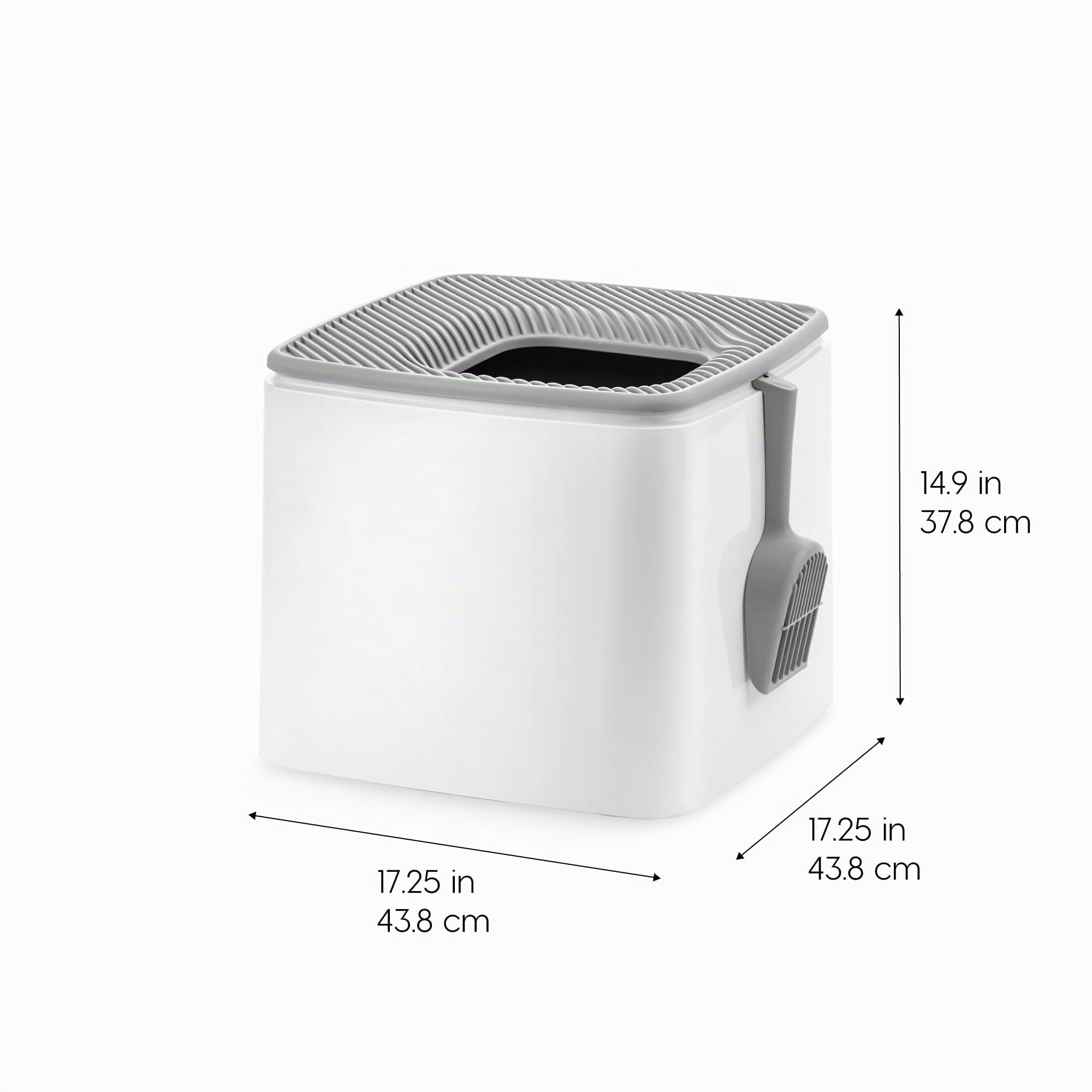 Iris Ohyama Arenero Cerrado para Gatos con Pala, Caja Higiénica con Tapa Extraíble, Antisalpicaduras, Fácil de Limpiar, Sin BPA, Apto para Gatos, Gatitos, Conejos, Blanco - PRCL-SQ
